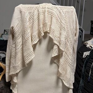 Beverly Drive Cream Knit Poncho